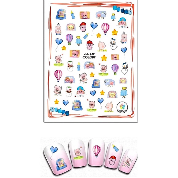 💌 BO/GO$6 Pig 🐷 Nail Stickers - Picture 1 of 1